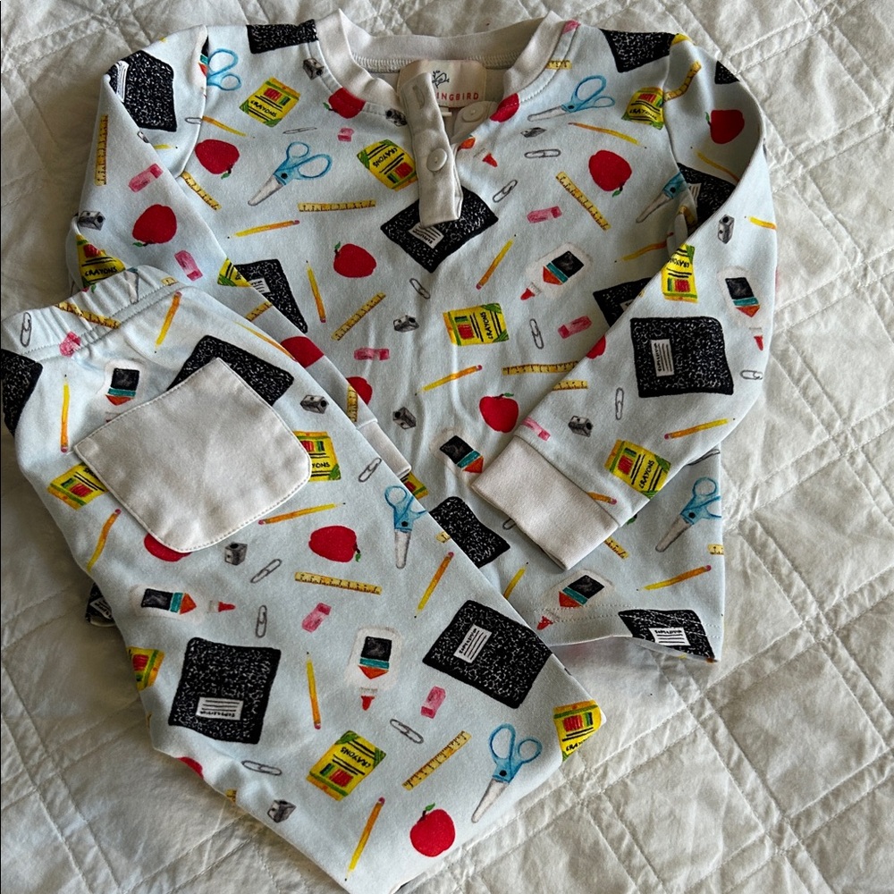 Colorful School Supplies Kids Pajama Set - Picture 5 of 5